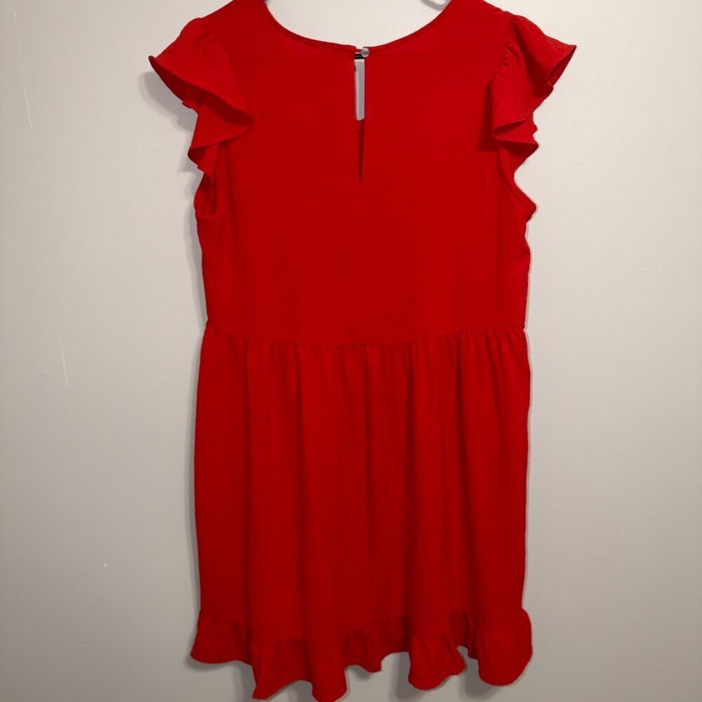 Jodifl Ruffle Sleeve Babydoll Dress Size Medium Red Flowy Boutique - Picture 7 of 7